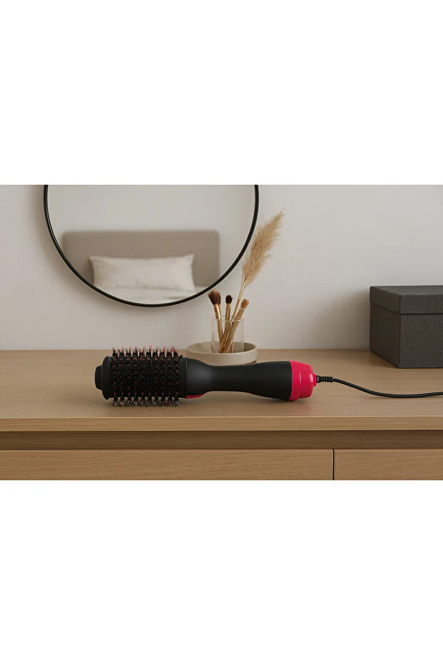 Tek Adımda Hızlı Fön Etkisi | Oval Fırça Saç Şekillendirici Düzleştirici Fön Tarağı 220 Derece